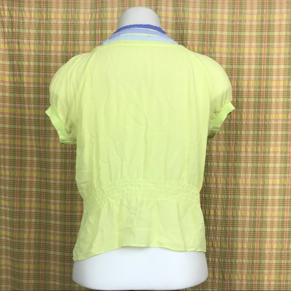 Armani Exchange Yellow w/ Blue knit rib Blouse L - Picture 2 of 6